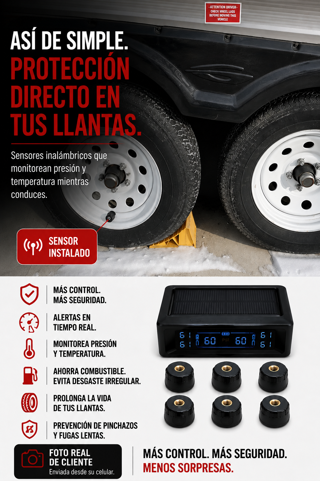 TireGuard Pro™ — Kit de 6 Sensores