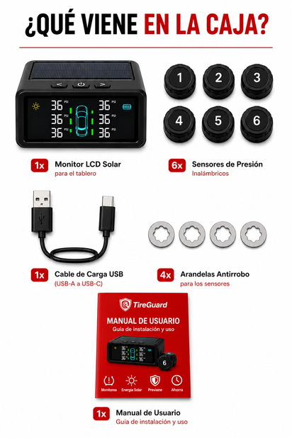TireGuard Pro™ — Kit de 6 Sensores